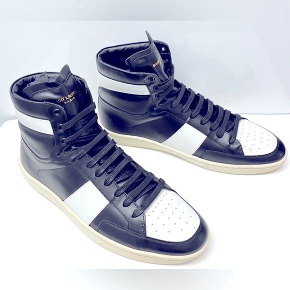 Saint Laurent men high top court sneakers shoes size 44.5 is 11.5 - Picture 1 of 9